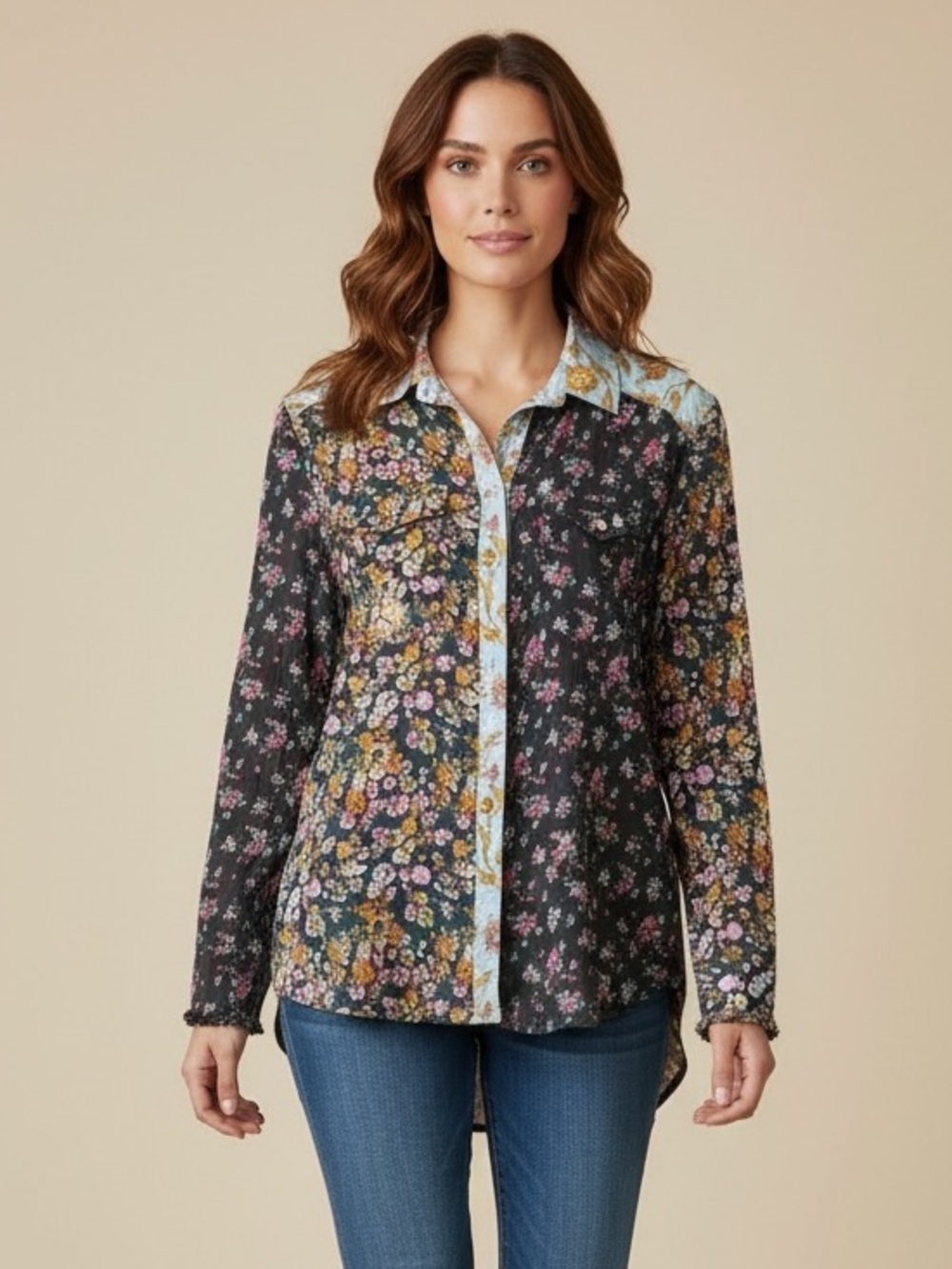 Sundance Blue and Yellow Floral Shirt